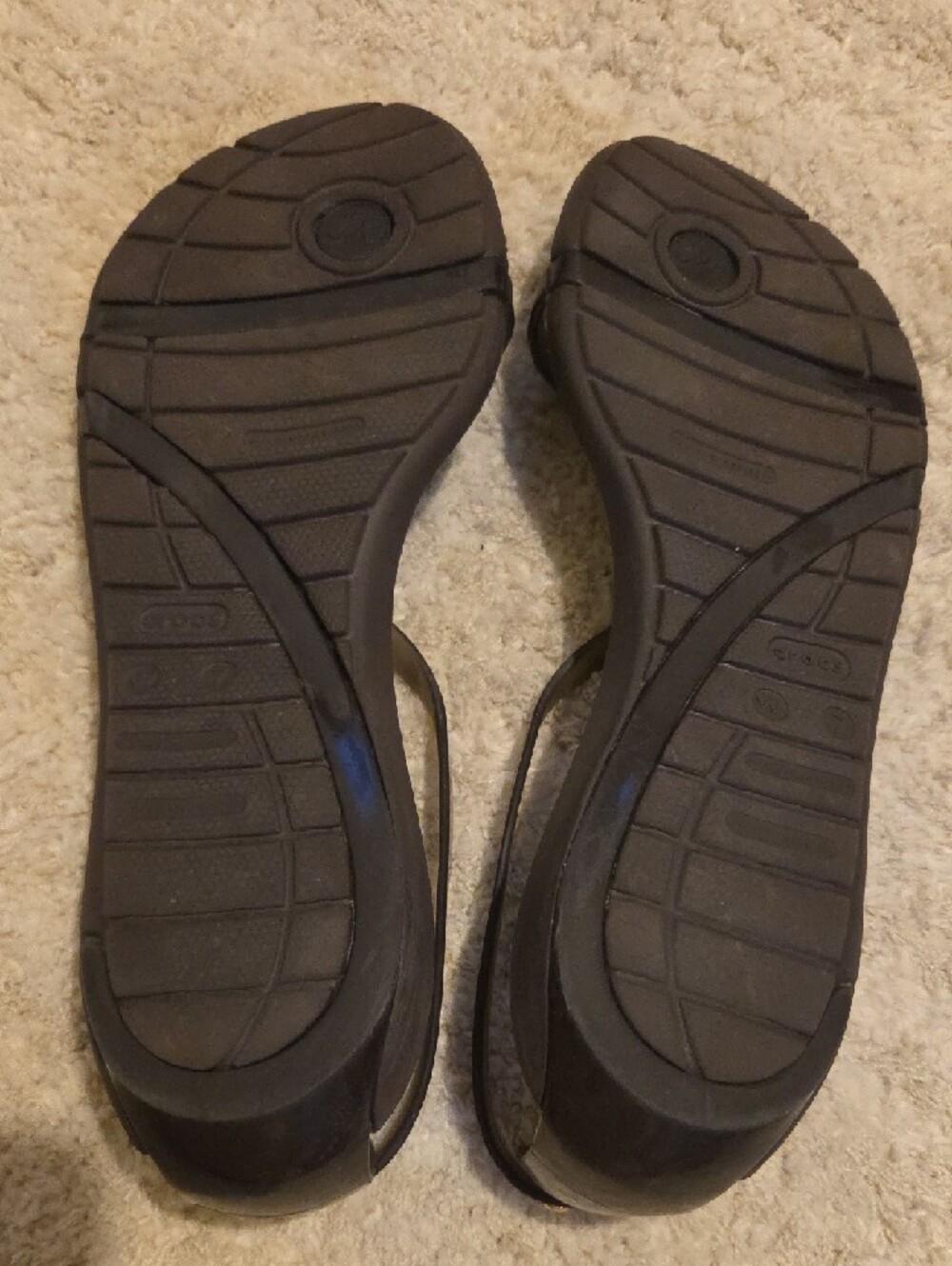 CROCS Black Strappy Slingback Sandals with Gold Studs - Picture 6 of 7